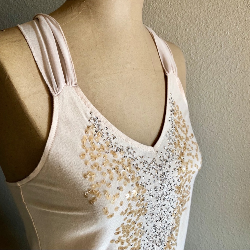 Tan Racerback Bead Embellished Top